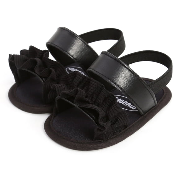 Gubotare Sandals Baby Girl Dressy Summer Girls Sandals Strappy Open Toe Outdoor Flats with Hook and Loop Kids Summer Shoes for Girls (Black,5)