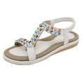 thumbnail image 1 of Gubotare Summer Sandals for Women 2025 Flat Sandals for Women Dressy Summer Comfortable Dressy Thong Flats Sandal (White,Size 6.5), 1 of 9