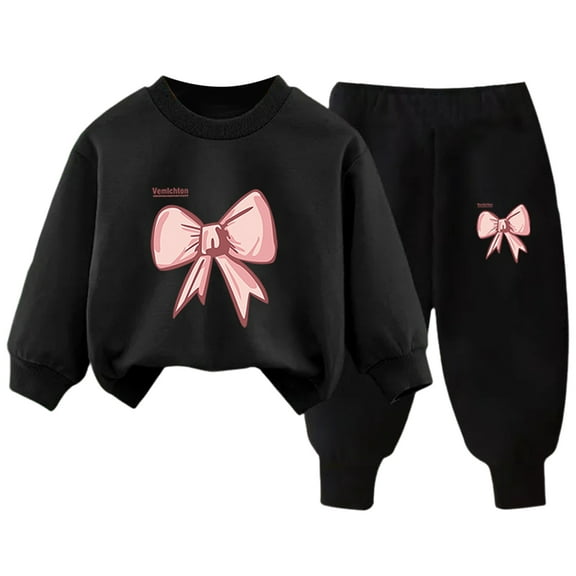 Gubotare Sweat Pants Set for Girls Girls Clothes Sweatsuit Long Sleeve Sweatshirt and Pants Outfits 2 Piece Fall WInter Girls' Clothing Sets Size 9-10 (Black,9-10 Years)