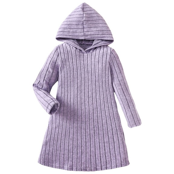 Gubotare Sweater Dress for Girls Girls Dress Long Sleeve Dresses Casual Dress Size 7-8 (Purple,7-8 Years)