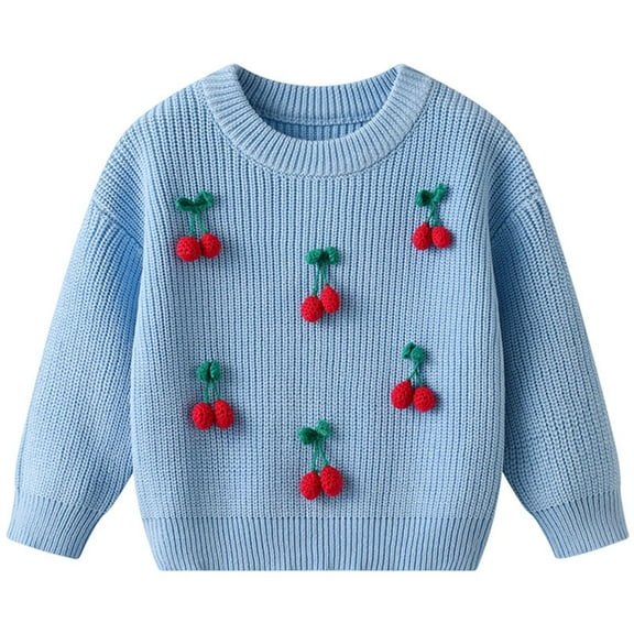 Gubotare Sweater for Toddler Toddler Baby Boy Girl Knit Sweater Embroidery Long Sleeve Knitted Sweatshirt Warm Fall Winter Clothes Size 3 6 Months (Blue,3-6 Months)