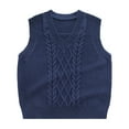 thumbnail image 1 of Gubotare Sweater Vest Kids Girls Boys Girls Sweater Vest Cable Knit Toddler Kid Uniform Vest Boy Clothes Pullover Knitted Top 2T 3T (Navy,2-3 Years), 1 of 9
