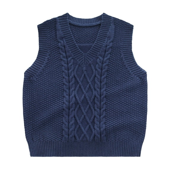 Gubotare Sweater Vest Kids Girls Boys Girls Sweater Vest Cable Knit Toddler Kid Uniform Vest Boy Clothes Pullover Knitted Top 2T 3T (Navy,2-3 Years)