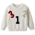 thumbnail image 1 of Gubotare Sweater for Baby Boys Boys Basic Sweater Long Sleeve Crew Neck Classic Knit Pullover Size 6 9 Months (White,6-9 Months), 1 of 7