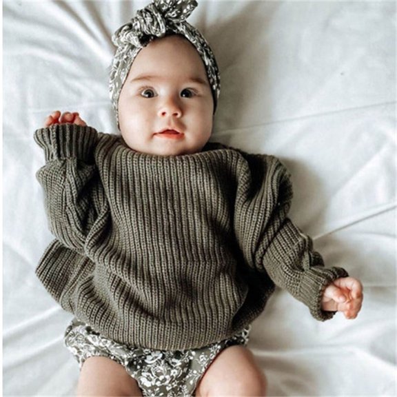 Gubotare Sweater for Boy Winter Boys Neck Pullover Sweater Long Sleeve V-Neck Soft Cotton Clothing (Grey,1-2 Years)