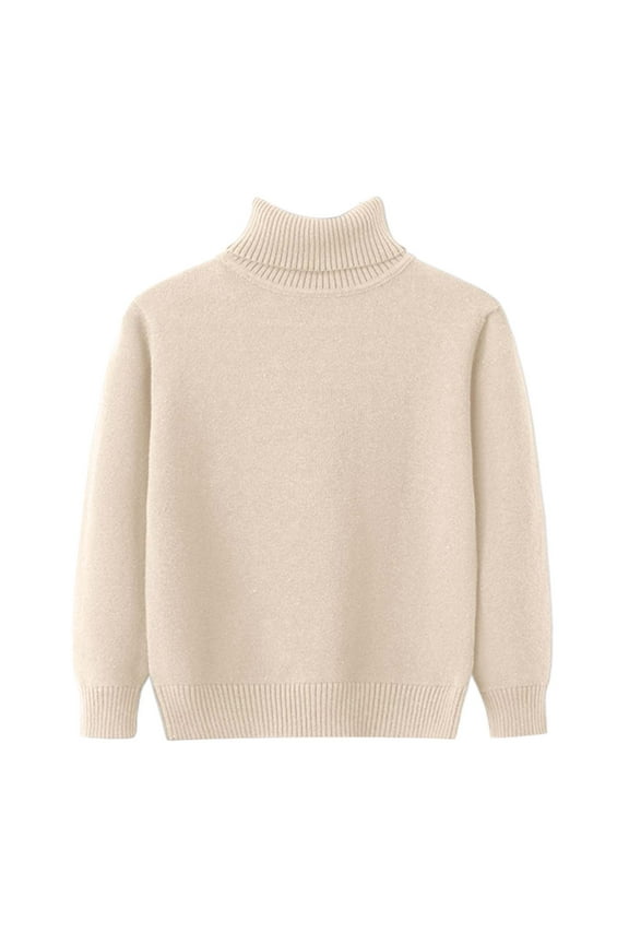 Sweater for Boys Boys Casual Pullover Sweaters Kids Chunky Crewneck Knit Tops 5T 6T (Beige,5-6 Years)