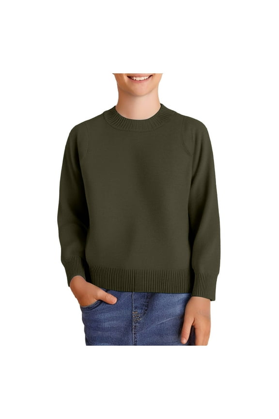 Sweater for Boys Kids Toddler Boys Sweatshirts Long Sleeve Sweat Shirt Pullover Crewneck Top Kids Size 3T (Dark Green,3 Years)