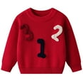 thumbnail image 1 of Gubotare Sweater for Toddler Girl Girl's Crewneck Fall Sweaters Kids Long Sleeve Slouchy Cute Pullover Size 1T 2T (Red,1-2 Years), 1 of 7