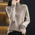 thumbnail image 1 of Gubotare Sweaters For Women Sweaters for Women Turtleneck Side Split Long Pullover Sweatshirts,Khaki XXL, 1 of 4