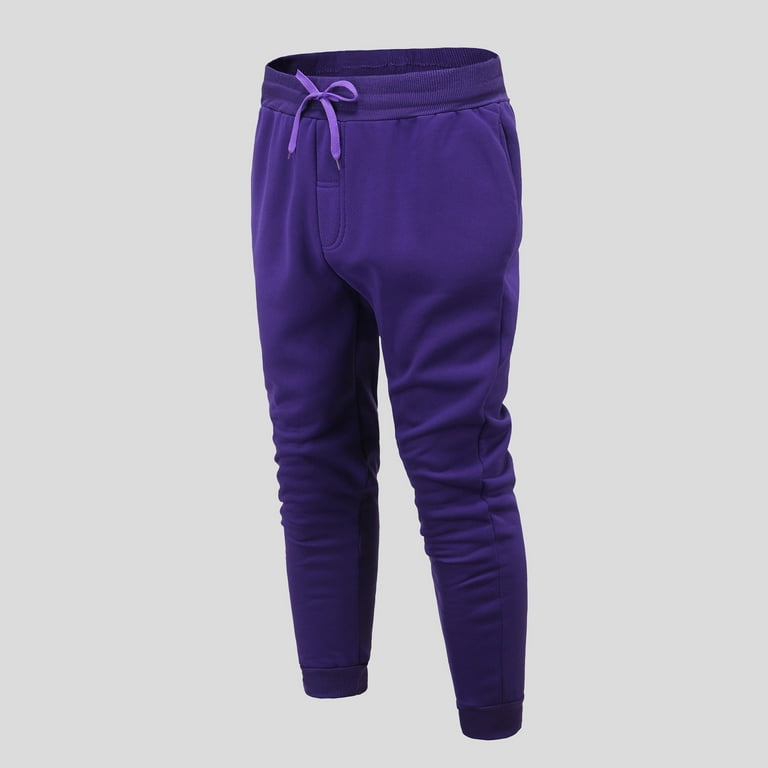 Gubotare Men s Tapered Sweatpants Track Joggers Gym Workout Pants Big And Tall Size Zipper Pockets Purple S Walmart