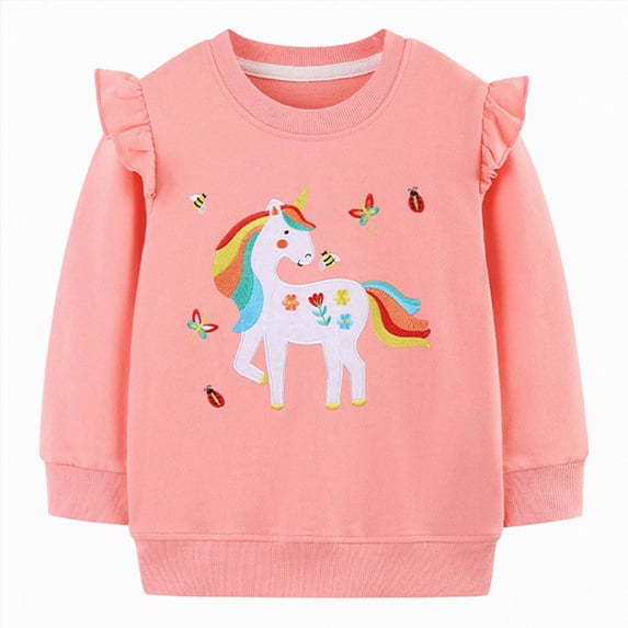 Gubotare Sweatshirt Girls Girls and Toddlers' Crewneck Sweatshirts Kids Long Sleeve Fall Pullovers Size 6-7 (Pink,6-7 Years)