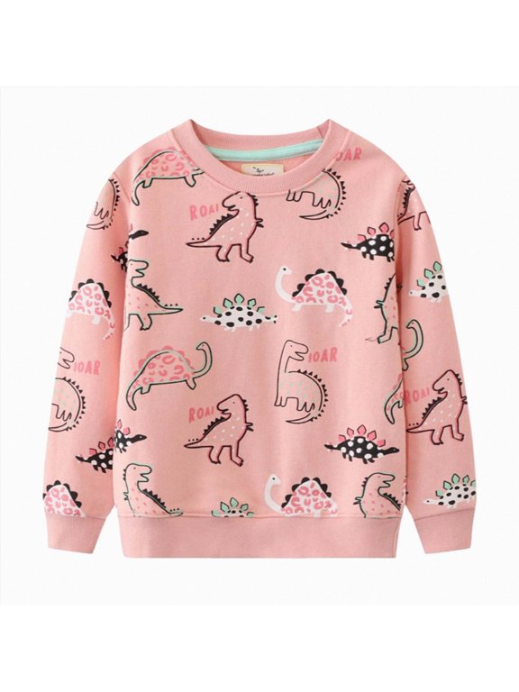 Sweatshirt Kid Baby Girls and Toddlers' Crewneck Sweatshirts Kids Long Sleeve Fall Pullovers 6T(Pink, 6 Years)