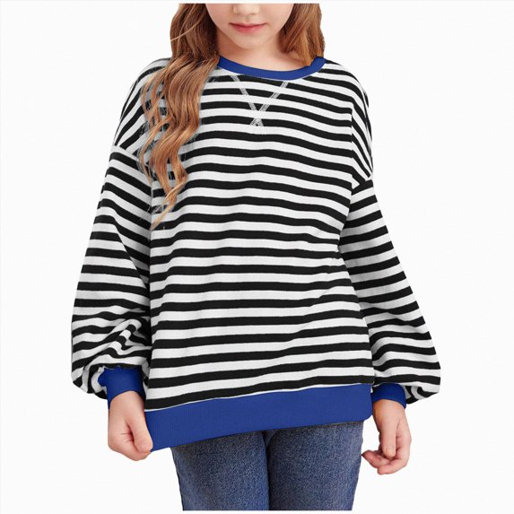 Gubotare Sweatshirt for Girls Cute Toddler Little Girl Crewneck Graphic Sweatshirt Size 6-7 (Blue,6-7 Years)