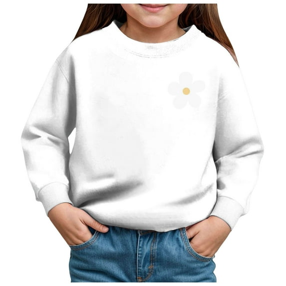 Gubotare Sweatshirts for Kids Girls Toddler Baby Girl Long Sleeve Sweatshirt Tops Basic Sweater Shirts Kid Fall Clothes Size 4T (White,4 Years)