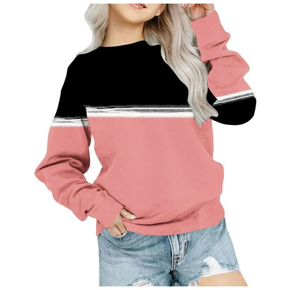 Gubotare Sweatshirts for Teen Girls Baggy Kids & Toddler Sweatshirt Girls Long Sleeve Shirt Variety of Colors Size 10-11 Years (Pink,10-11 Years)