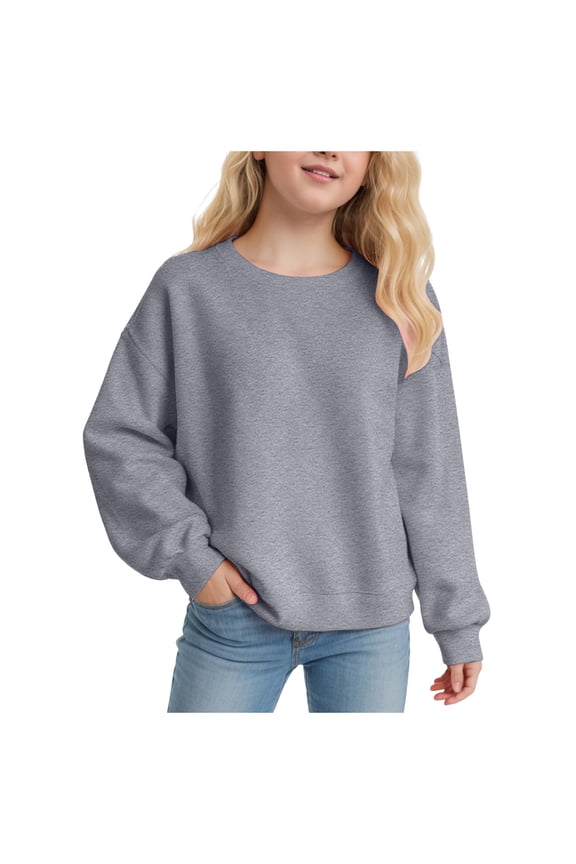 Sweatshirts for Teens No Hood Sweatshirt Outfit Crewneck Pullover Baby Fall Clothes Size 13-14 (Dark Gray,13-14 Years)