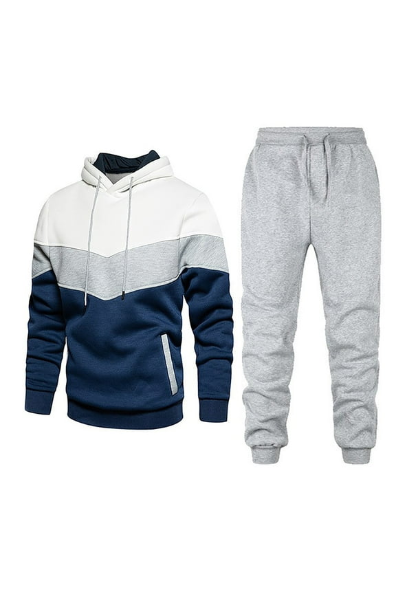 Sweatsuits for Men Men 2 Piece Outfits Hooded Tracksuit Set Athletic Sweatsuit Mens Warm Workout Hoodies And Sweatpants (Light Gray,L)
