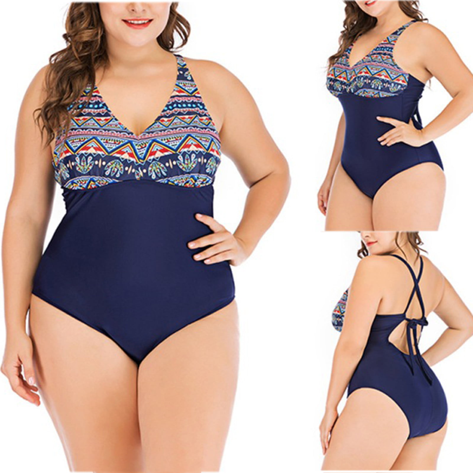 Gubotare Swim Suit One Shoulder Tummy Control Ruched Swimsuit High Cut  Brazilian Bathing Suit 1 Piece,Blue 4XL