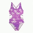 thumbnail image 1 of Gubotare Swim Suits for Girls Kids Girls Cartoon Beach One-Piece Sleeveless Criss Cross Swimsuit Sport Athletic Bathing Suit Size 7-8 (Purple,7-8 Years), 1 of 7