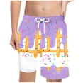 thumbnail image 1 of Gubotare Swim Trunks Boys Ice Cream Shorts Boys Girls Elastic Waist with Pockets Summer Beach Short Cool Cute Ice Cream Baseball Shorts (Purple,Size 6-7 Years), 1 of 7