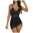 thumbnail image 1 of Gubotare Swimdress for Women Women One Piece Swimsuits Tummy Control Swim Dress Front Cross Bathing Suits Mesh Sheer Sarong Wrap Swimwear (Black,L), 1 of 9