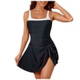 thumbnail image 1 of Gubotare Swimdress for Women One Piece Swimsuit Tummy Control Swim Dress Color Block Modest Bathing Suit Retro Swim Suit Skirt,Black XL, 1 of 9