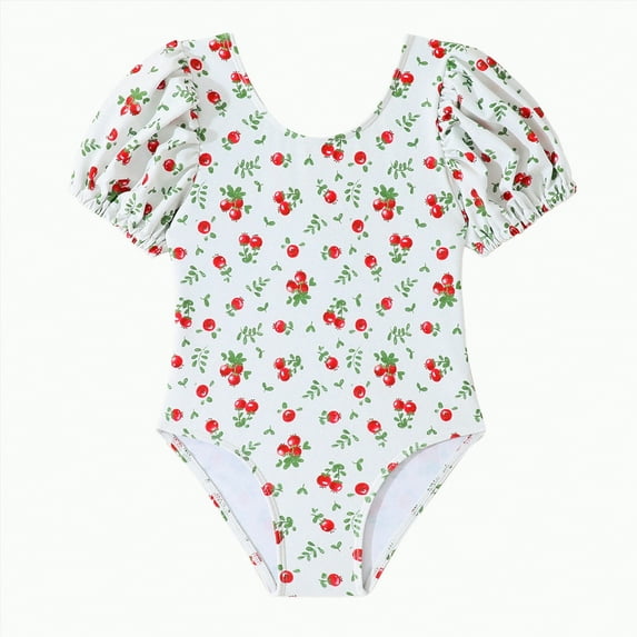 Gubotare Swimming Suit for Girls Kids Girls One Piece Swimsuit Ruffle Sling Swimwear Summer Beach Bathing Suits Size 7-8 (White,7-8 Years)