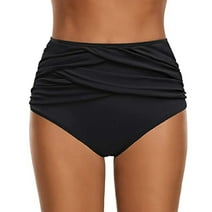 Gubotare Swimsuit Bottoms for Women High Waisted Swim Bottom Ruched Bikini Tankini Swimsuit Briefs Bathing Suits for Women,Black M