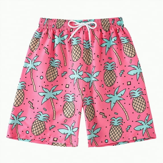 Gubotare Swimsuit for Boys Boys Swim Trunks with Compression Liner Kids Swimsuits Boys Bathing Suit Kids Board Shorts Teen Boy Quick Dry Shorts Size 7-8 (Pink,7-8 Years)
