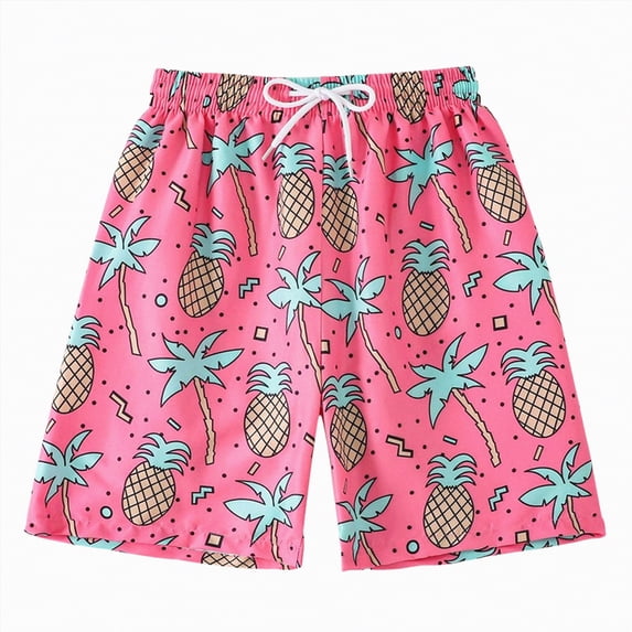 Gubotare Swimsuit for Boys Boys Swim Trunks, Kids Quick Dry Swimming Shorts with Liner - Solid/Printed Swimwear Size 8-9 (Pink,8-9 Years)