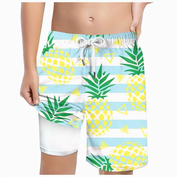 Gubotare Swimsuit for Boys Boys Swim Trunks Quick Dry Swim Shorts Lightweight Bathing Suits Side Pocket Size 6-7 (Light Green,6-7 Years)