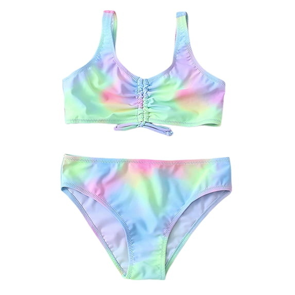 Gubotare Swimsuits for Girls Girls Tankini Swimsuit Cross Straps Back Two Piece Bathing Suits with Pockets Shorts Swimwear Set Size 15-16 (Light Blue,15-16 Years)