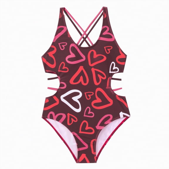 Gubotare Swimsuits for Little Girls Girls Bathing Suits One Piece Girls Swimsuit One-Piece Adjustable Straps Swimwear Ruffled Tankini Bathing Suit with Sun Protection Size 7-8 (Red,7-8 Years)