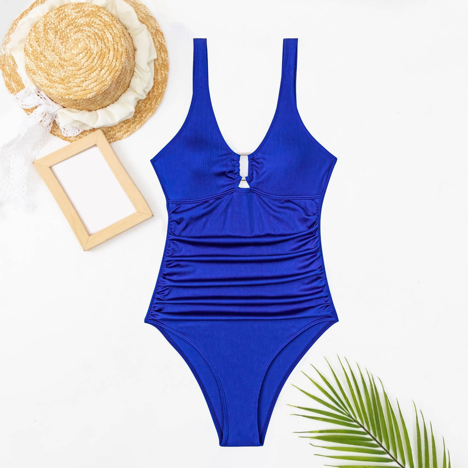 Gubotare Swimsuits for Women One Piece Tie Criss Cross Plunge One Piece Thong Swimsuit High Cut