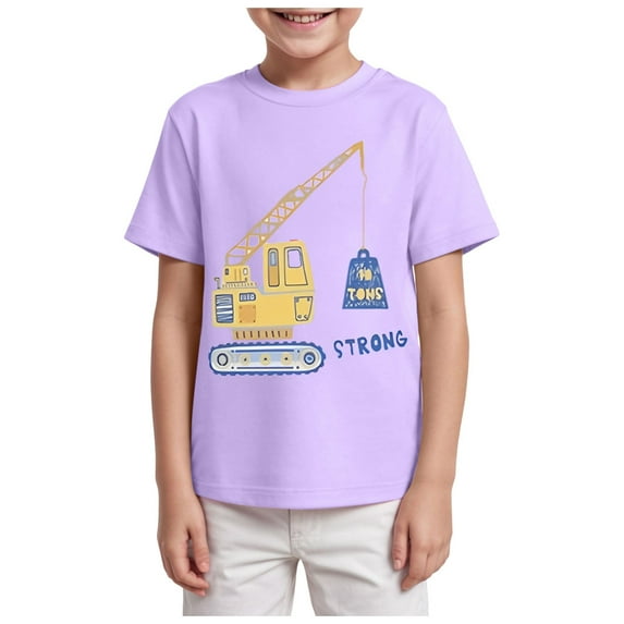 Gubotare T Shirt Boys Toddler Boys T-Shirt Letter Shirts Kids Short Sleeve Tees Sizes 5-6T (Light Purple,5-6 Years)