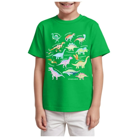 Gubotare T Shirts for Boys Boys Cool Breathable Cartoon T-Shirt Summer Fun Colorful Graphic Soft Casual Tops Sizes 2-3T (Green,2-3 Years)