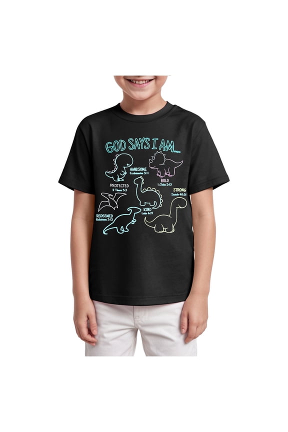 T Shirts for Boys Boys Girls T-Shirts 3D Graphic Shirts Kids Neon Short Sleeve Glow Tees Animal Print Tees Sizes 9-10T (Black,9-10 Years)