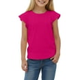 thumbnail image 1 of Gubotare T Shirts for Girls Trendy Girls' Basic Short Puff Sleeve Round Neck T-Shirt Size 4T 5T (Hot Pink,4-5 Years), 1 of 4