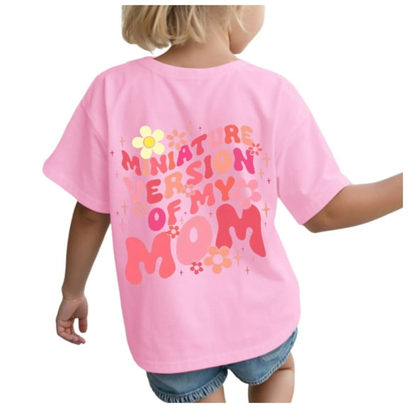 Gubotare T Shirts for Girls Trendy Girls' T Shirts Short Sleeve Summer Shirts Fashion Crewneck Tops Tee Blouse (Pink,Size 2-3 Years)