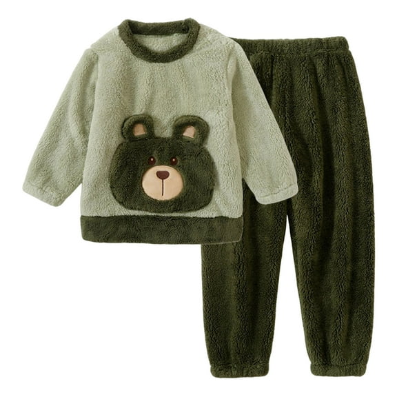 Gubotare Teen Boy Pajamas Set Boys Long Sleeve Top and Pants Snug Fit Cotton 2 Piece Pajama Sets Size 14-15 (Green,14-15 Years)