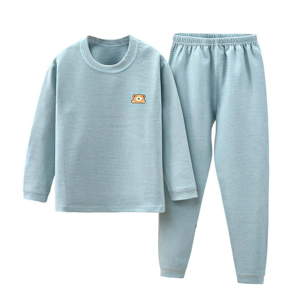 Gubotare Teen Boy Pajamas Set Classic Pajamas Sets Cute Long Sleeve Pants Set for Night Wears Size 13-14 (Light Blue,13-14 Years)