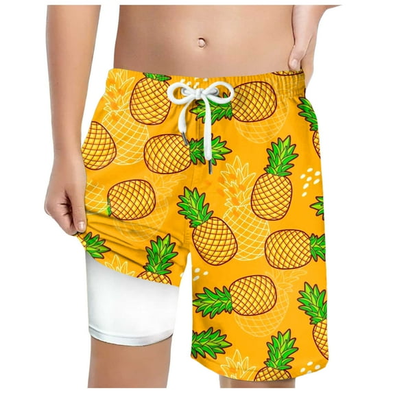 Gubotare Teen Boy Swim Trunks Boys Swim Trunks Swim Shorts Quick Dry Bathing Suit Swimwear (Yellow,Size 8-9 Years)
