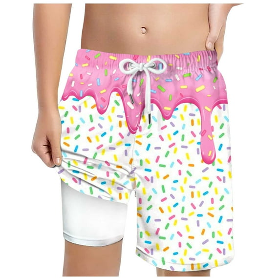 Gubotare Teen Boy Swim Trunks Boys' Swim Trunks Swimsuit UPF 50+ Quick Dry Bathing Suit for Boys (White,Size 5-6 Years)