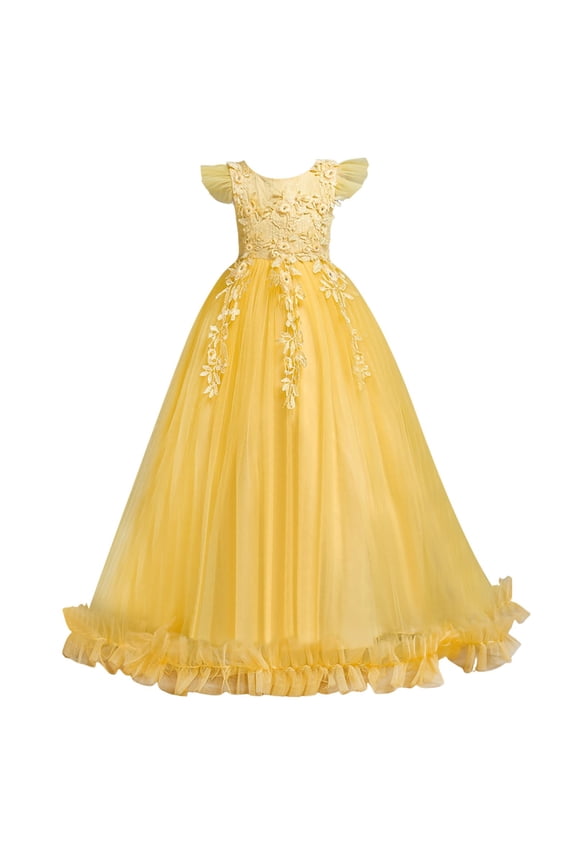 Teen Flower Girl Dresses for Wedding Girls Short Sleeve Sequin Bodycon Dress Sparkly Formal Party Dress (Yellow,Size 11-12 Years)