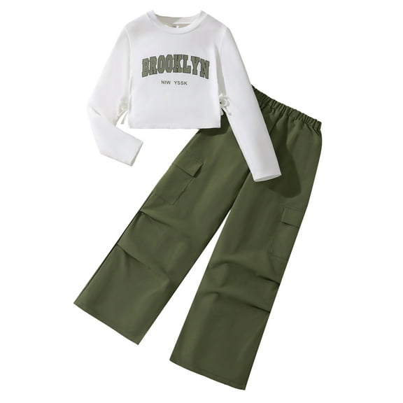 Gubotare Teen Girl Clothes Girls' Clothing Sets Long Sleeve Shirts and Pants Girls Clothes 2 Piece Fall Outfits Size 9-10 (Dark Green,9-10 Years)