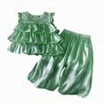 thumbnail image 1 of Gubotare Teen Girls Trendy Clothes Girls Summer Outfit Girl Sister 2pcs Sets T-Shirt + Flare Leg Pants Size 7-8 (Green,7-8 Years), 1 of 9