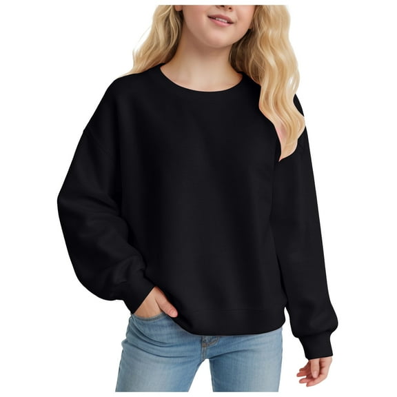 Gubotare Teen Sweatshirts for Girls Trendy Toddler Baby Girl Sweatshirt Shirts Pullover Top Size 14-15 (Black,14-15 Years)