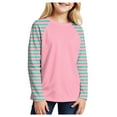 thumbnail image 1 of Gubotare Tight Shirts for Girls Kids Girls T Shirts Casual Raglan Long Sleeve Tee Crewneck Color Block Cute Fall Blouses Tops Size 7-8 (Pink,7-8 Years), 1 of 5