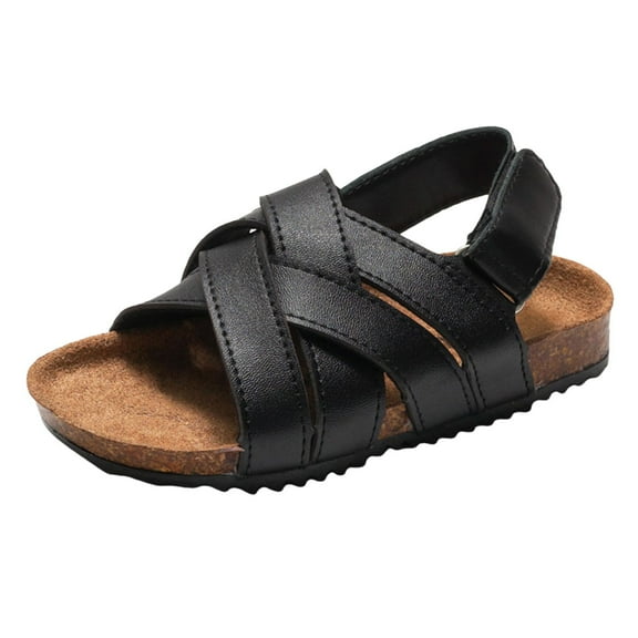 Gubotare Toddler 2025 Sandals Double Strap Sandals for Boys - Rubber Sole Amphibian Shoes for Beach, Pool, Hiking, Walking & Sports Size 1 (Black,1 Big Kids)