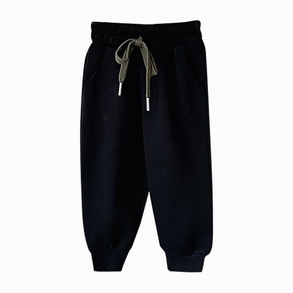 Gubotare Toddler Athletic Pants Girls Sweatpants Elastic Waistband Wide Leg Causal Kids High Waisted Pants 3T 4T (Black,3-4 Years)